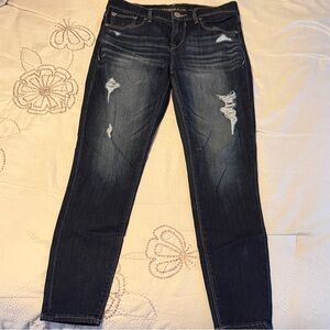 Express Distressed Dark Blue Women's Jeans
